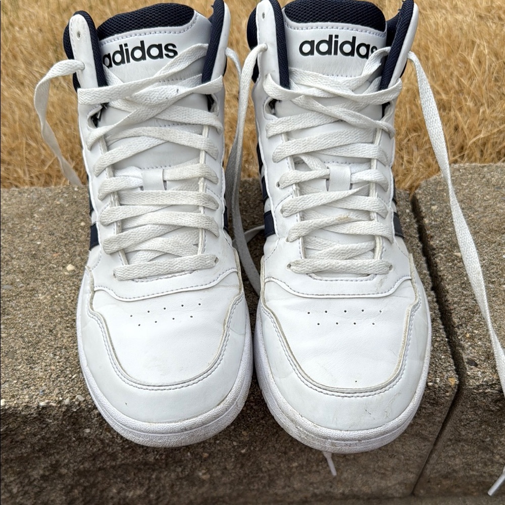 Adidas White and Black High-Top Sneakers